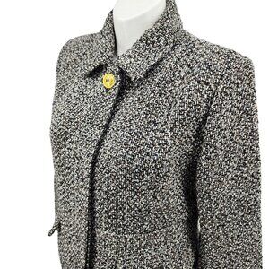 Sam Edelman Womens Tweed Coat With Gold Button Accents - X-Large